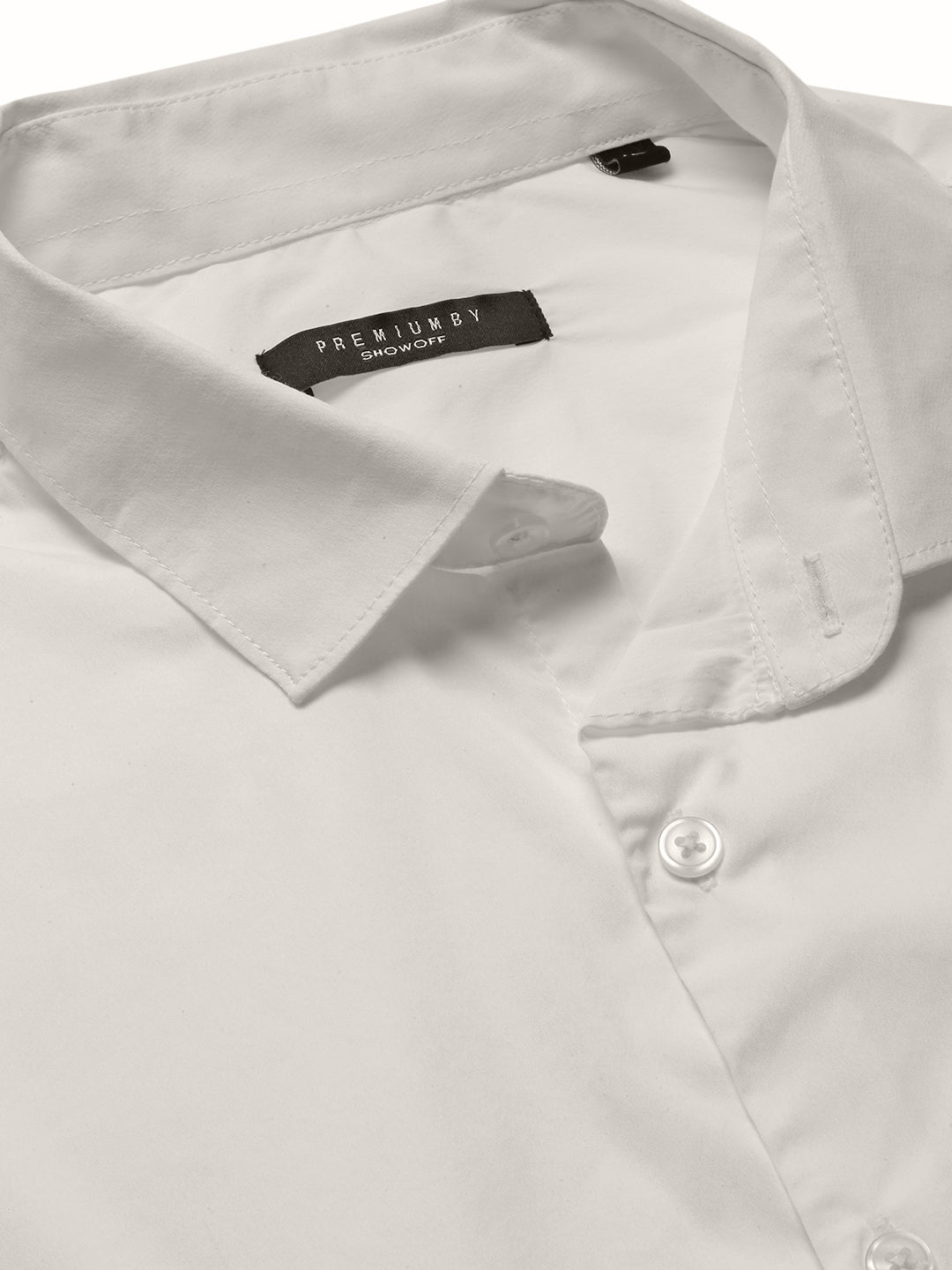 Men White Spread Collar Solid Shirt