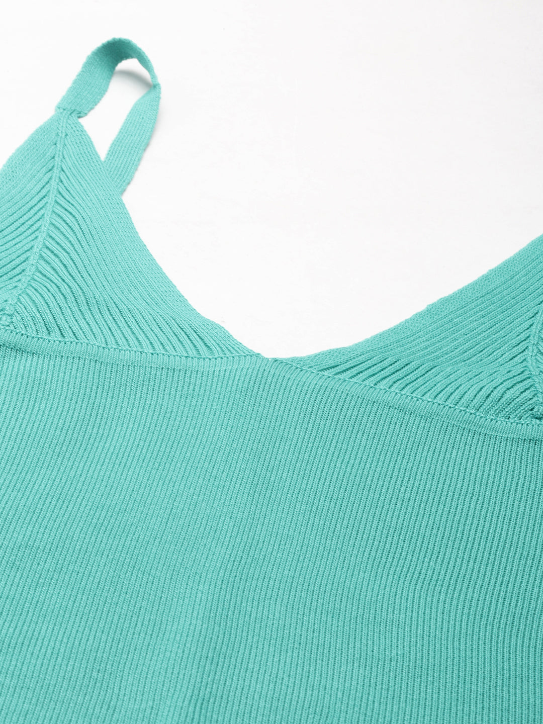 Shoulder Straps Solid Sleeveless Sea Green Crop Tank Top