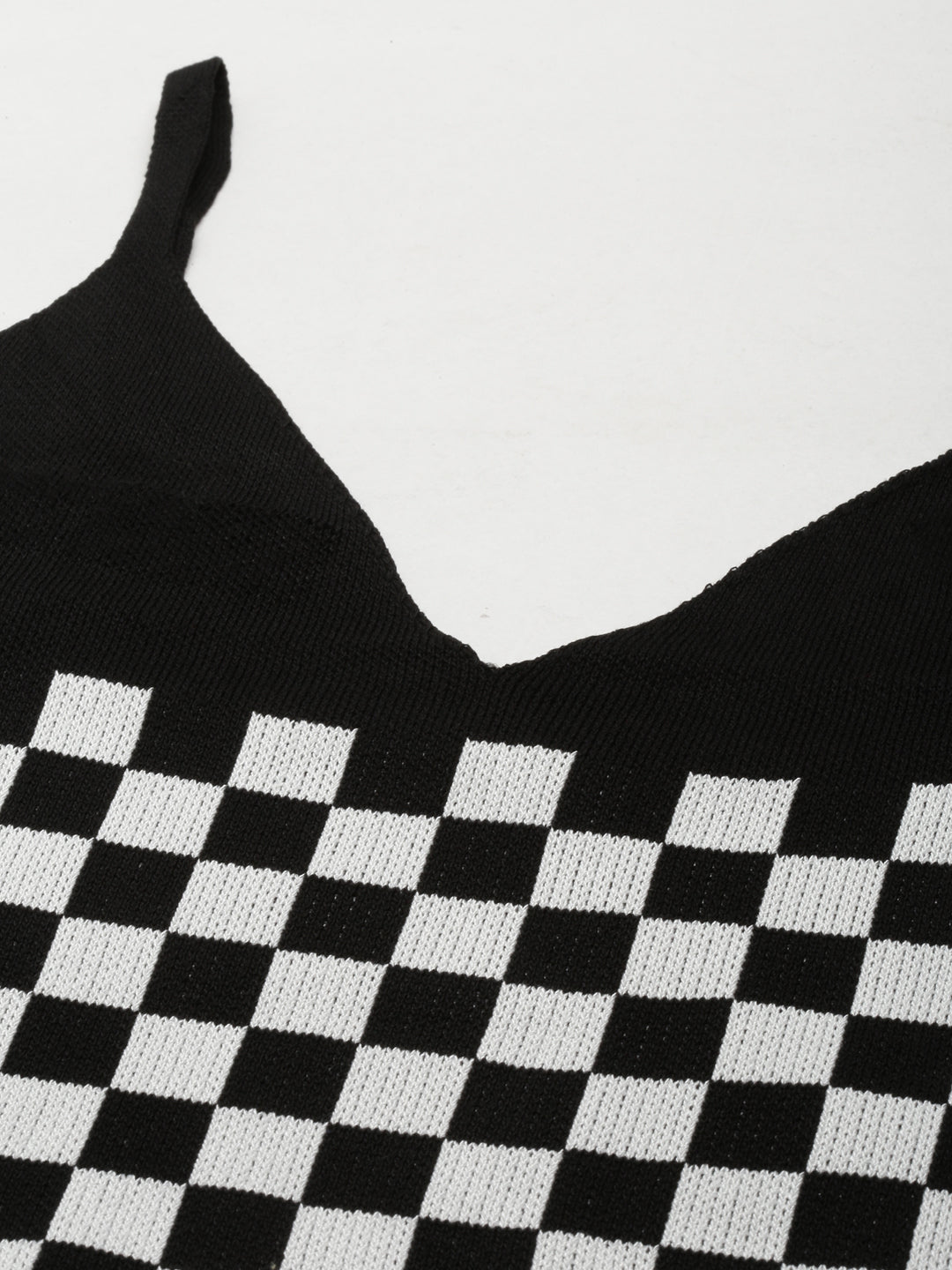 Women's Black Checked Bralette Crop Top