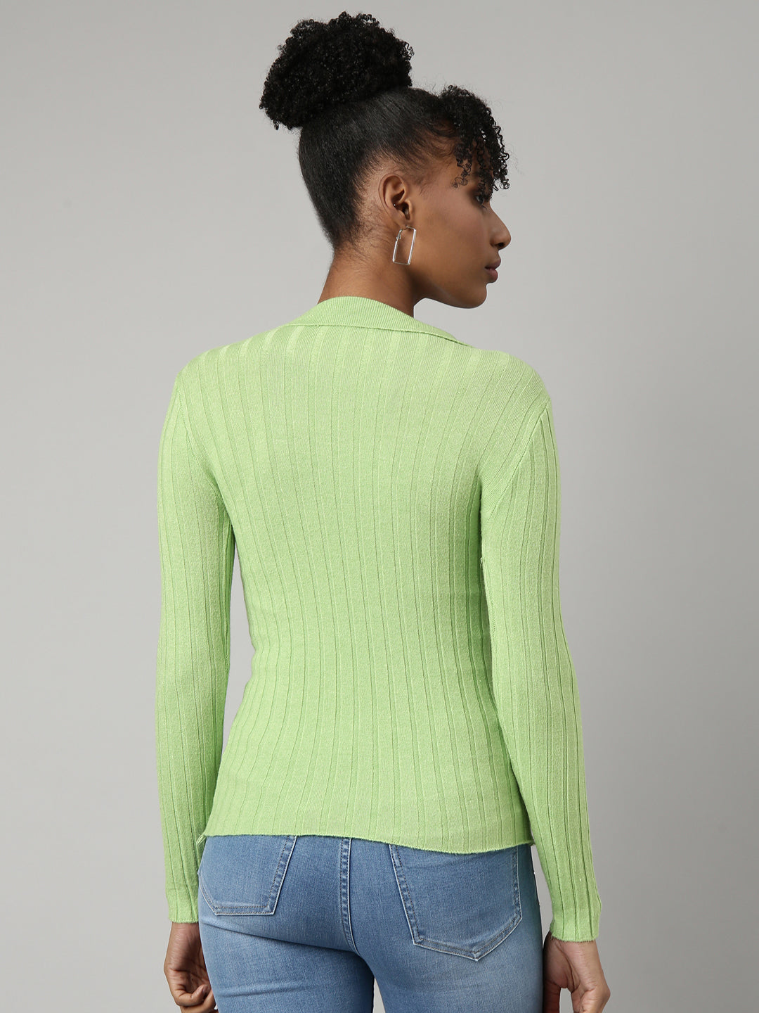 Women Green Solid Fitted Top