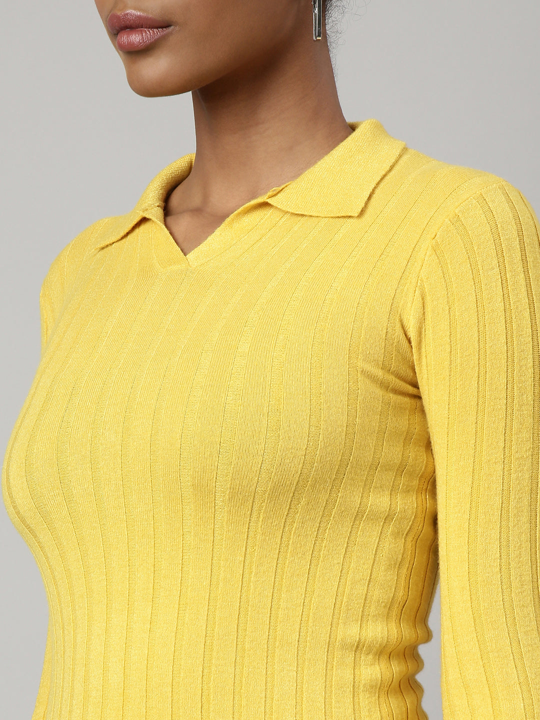 Women Yellow Solid Fitted Top