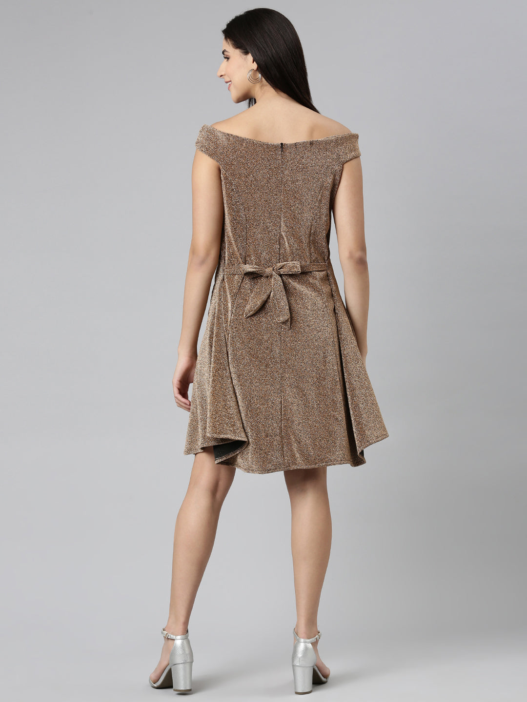 Women Brown Embellished A-Line Dress