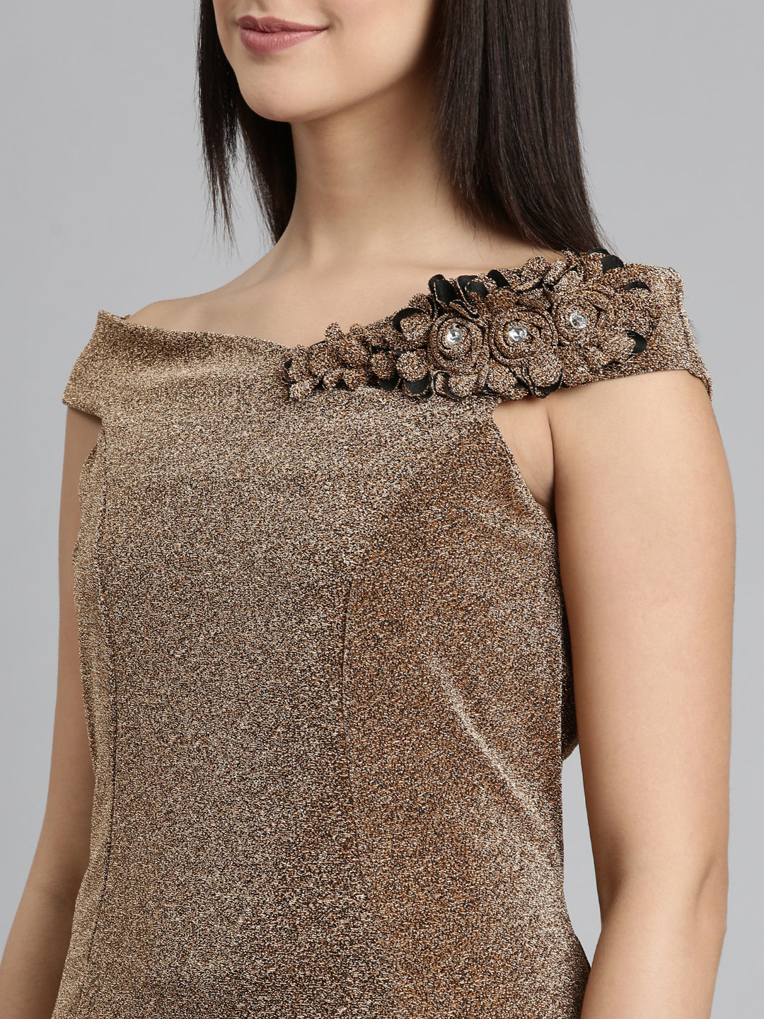 Women Brown Embellished A-Line Dress