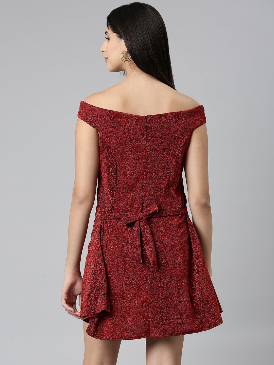 Women Maroon Embellished A-Line Dress