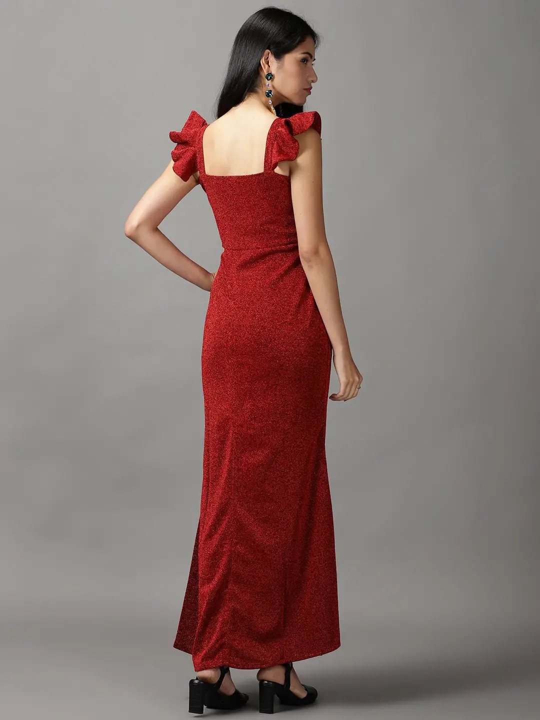 Women's Red Solid Bodycon Dress