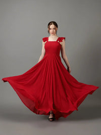 Women's Burgundy Solid Fit and Flare Dress