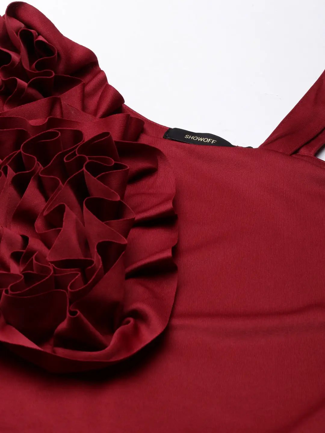 Women's Maroon Solid Gown Dress