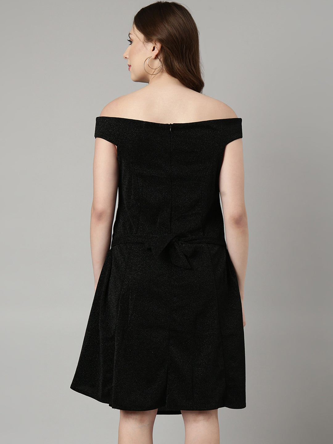 Women Black Solid A-Line Dress