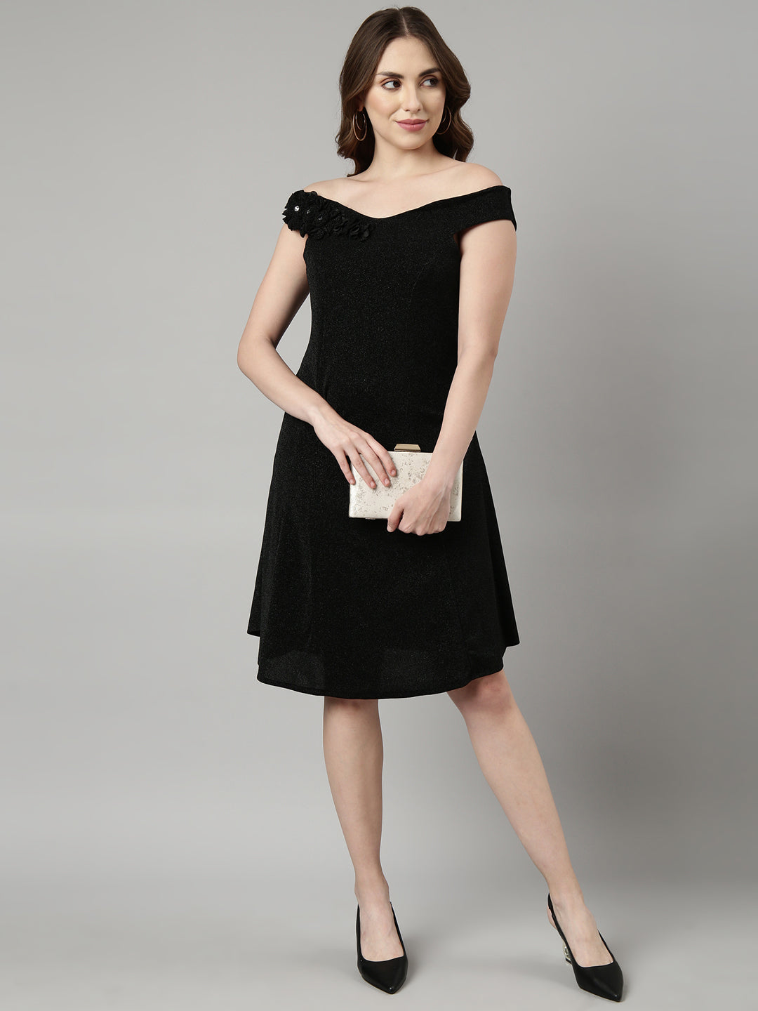 Women Black Solid A-Line Dress