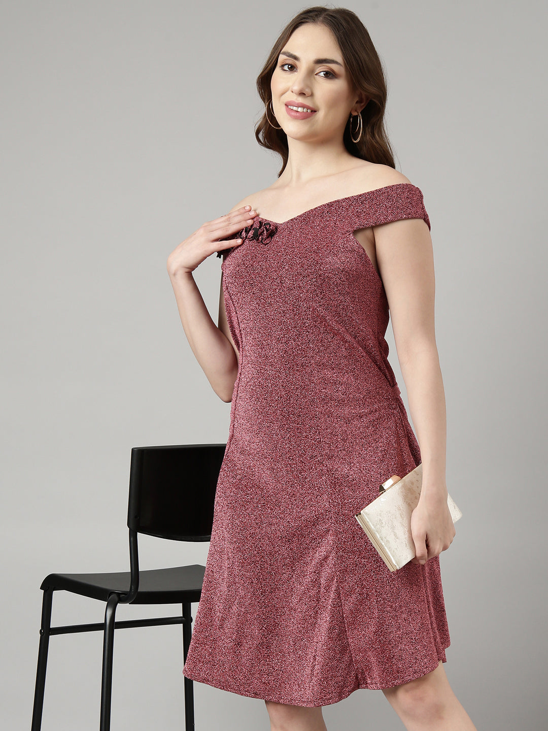 Women Pink Solid A-Line Dress