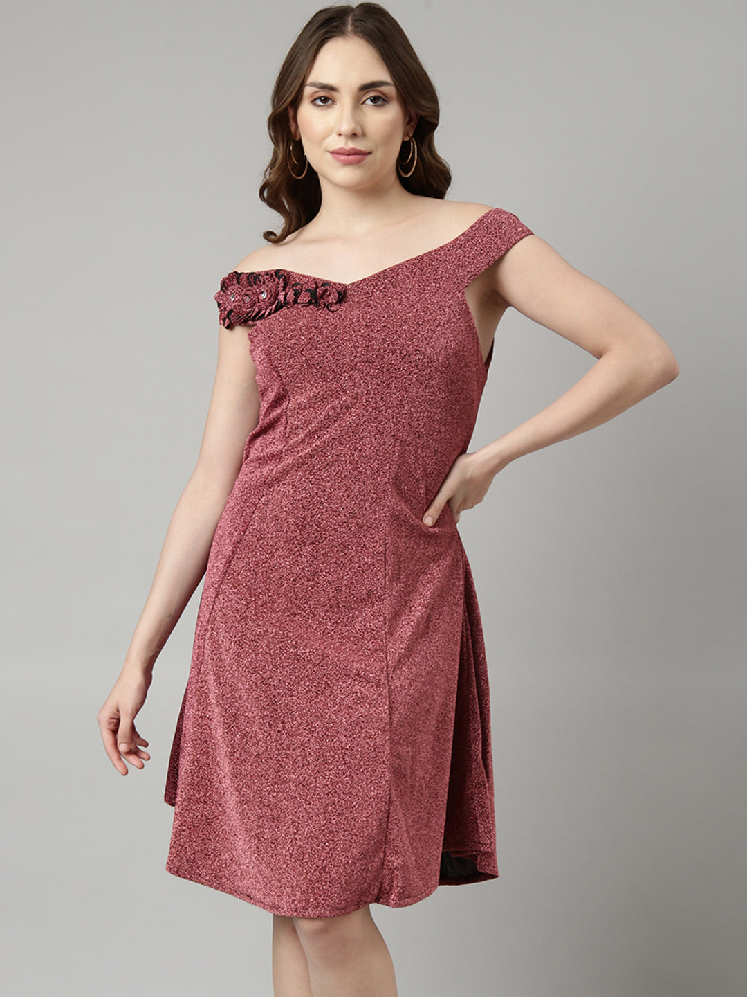 Women Pink Solid A-Line Dress