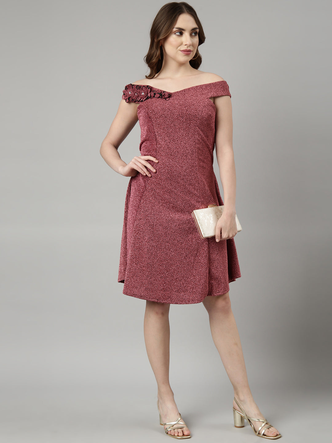 Women Pink Solid A-Line Dress