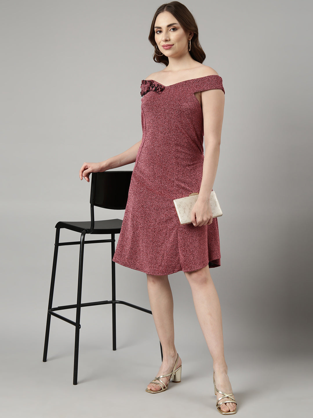 Women Pink Solid A-Line Dress