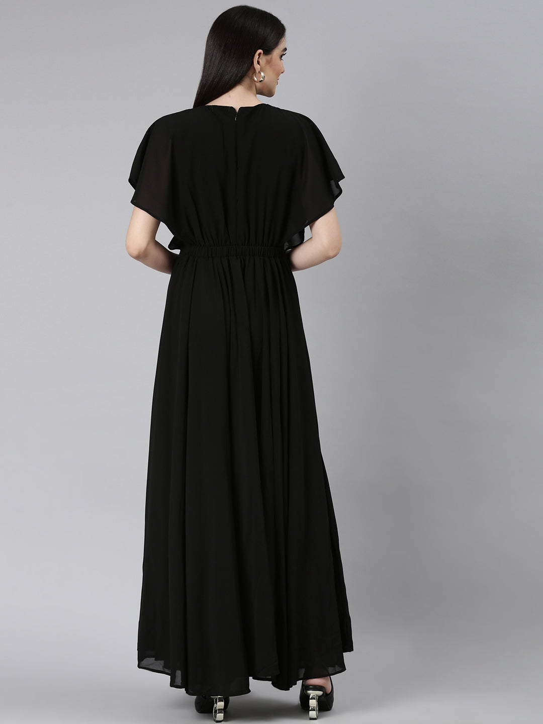 Women Black Solid Gown Dress