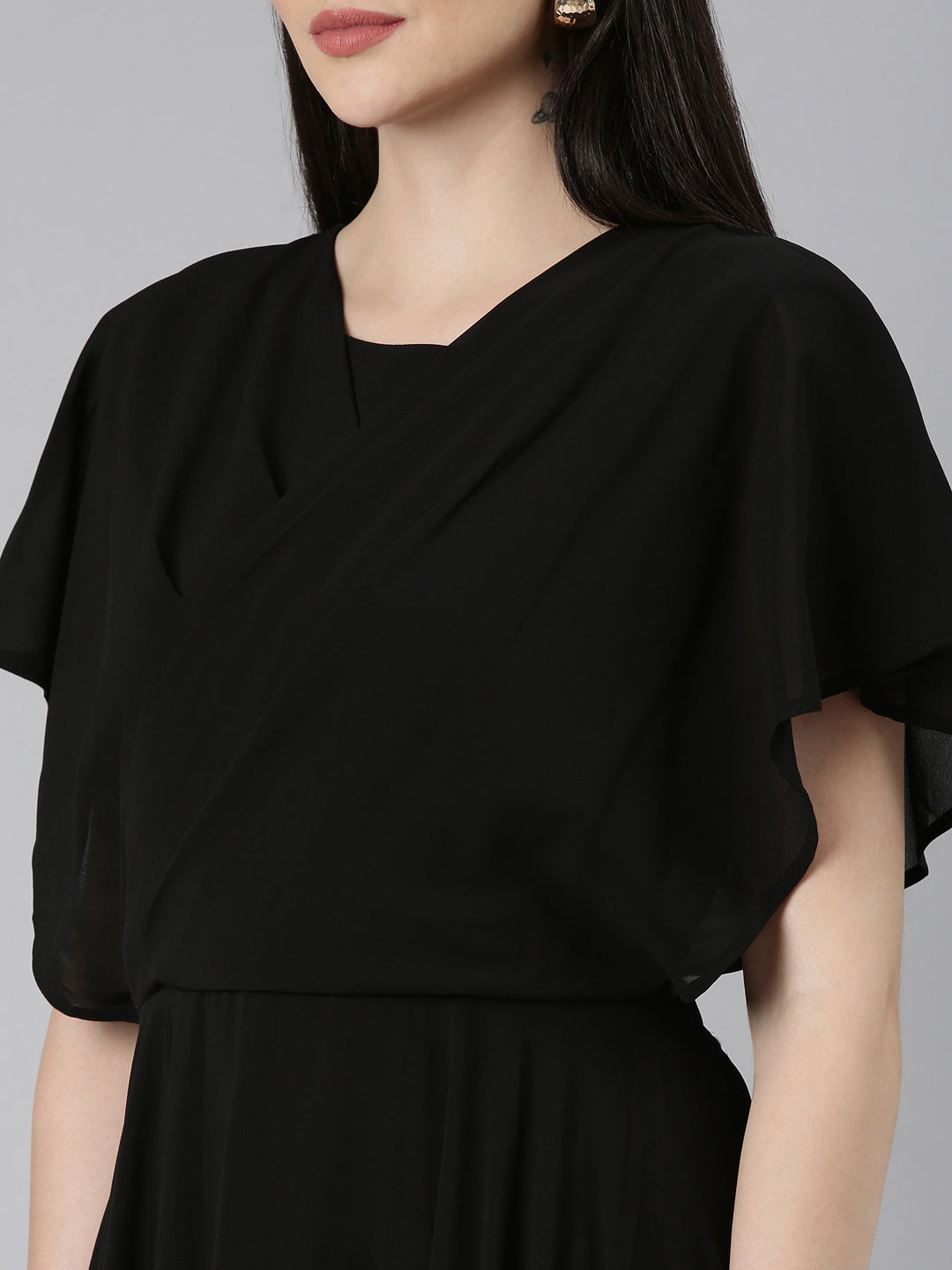 Women Black Solid Gown Dress