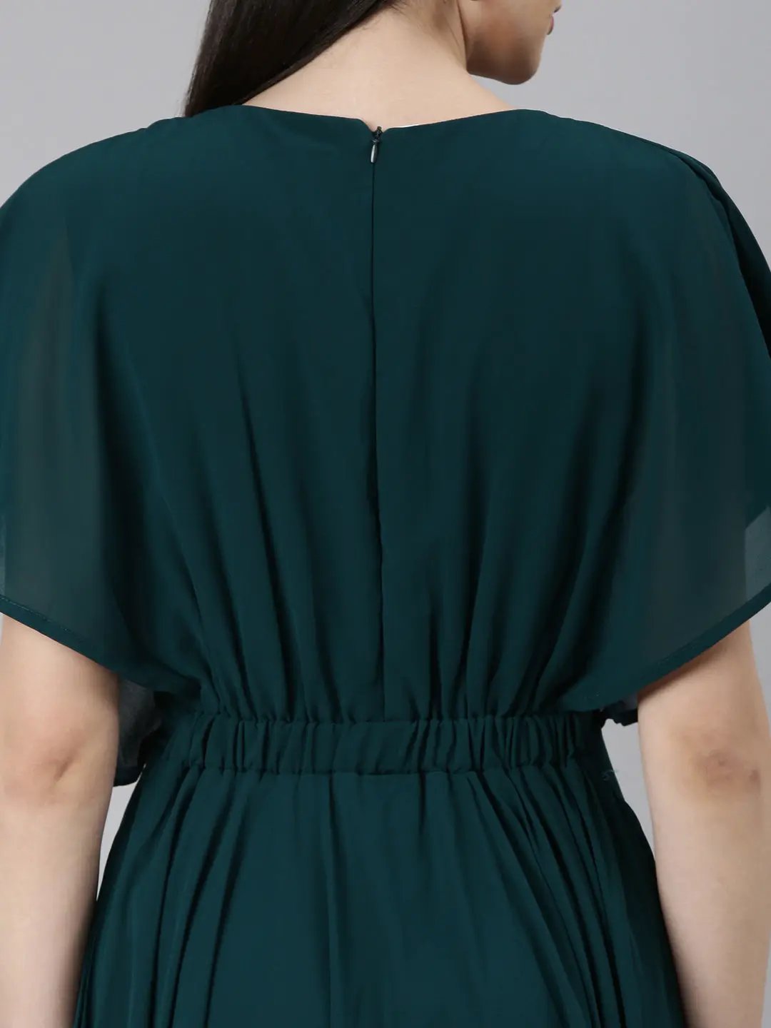Women's Teal Solid Gown Dress