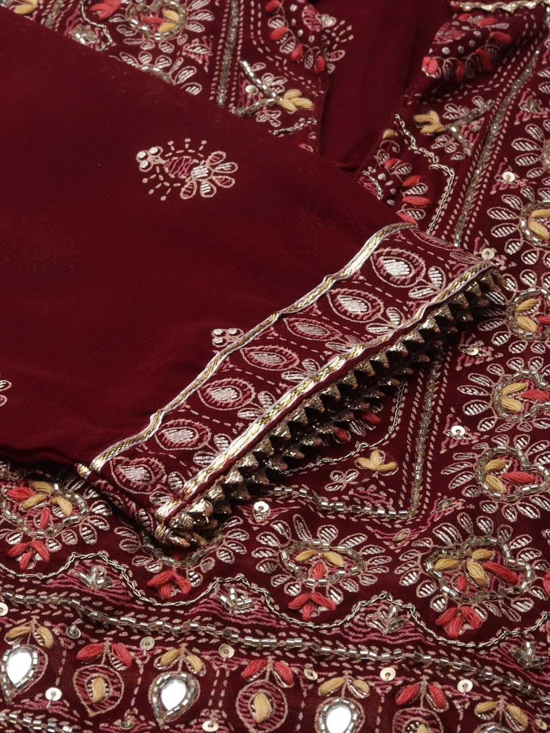 Women Maroon Floral Kurta Set