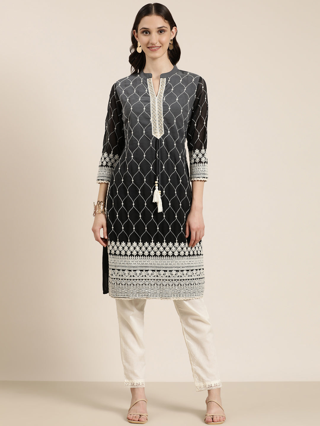 Women Grey Solid Kurta Set