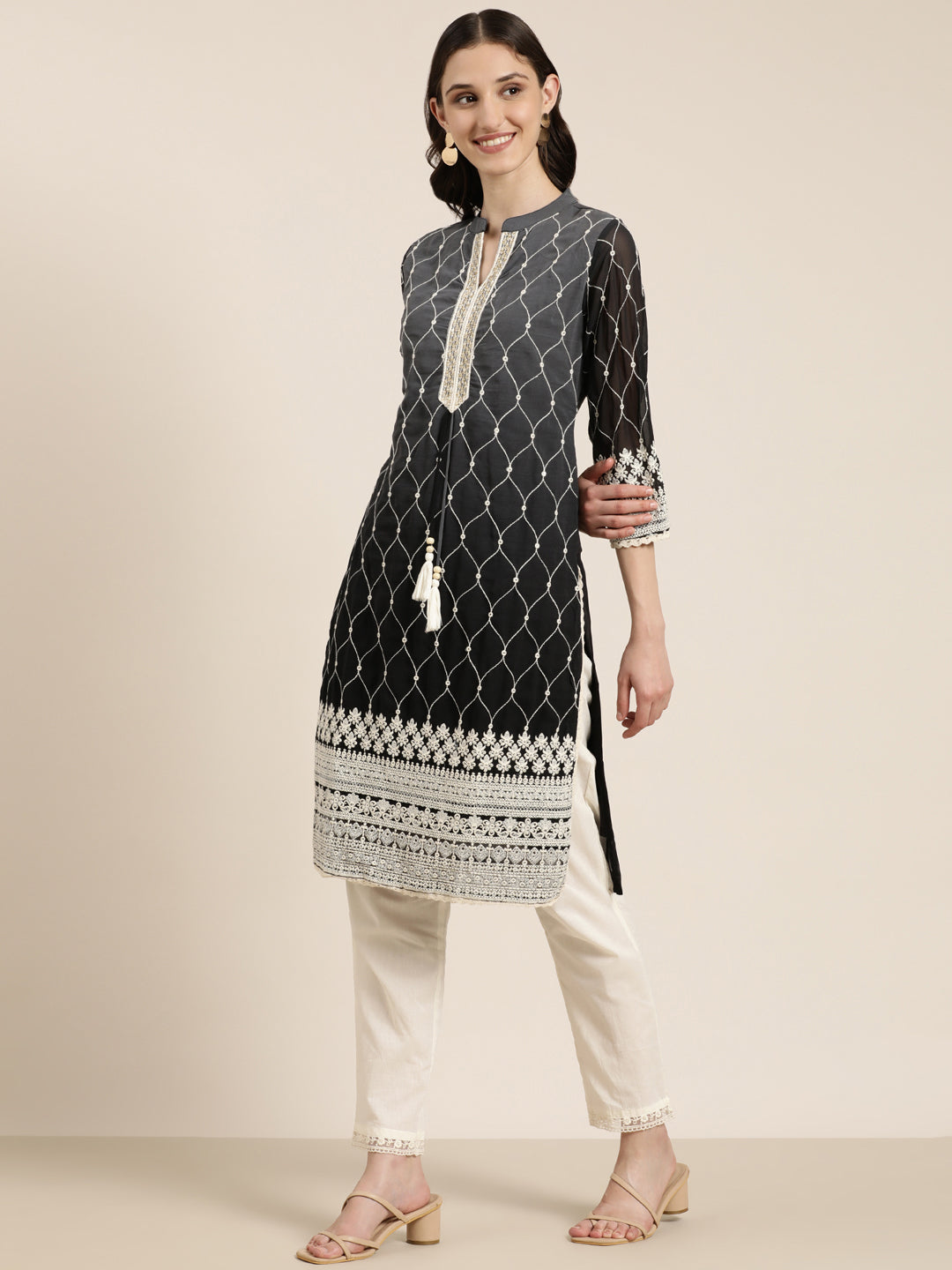 Women Grey Solid Kurta Set