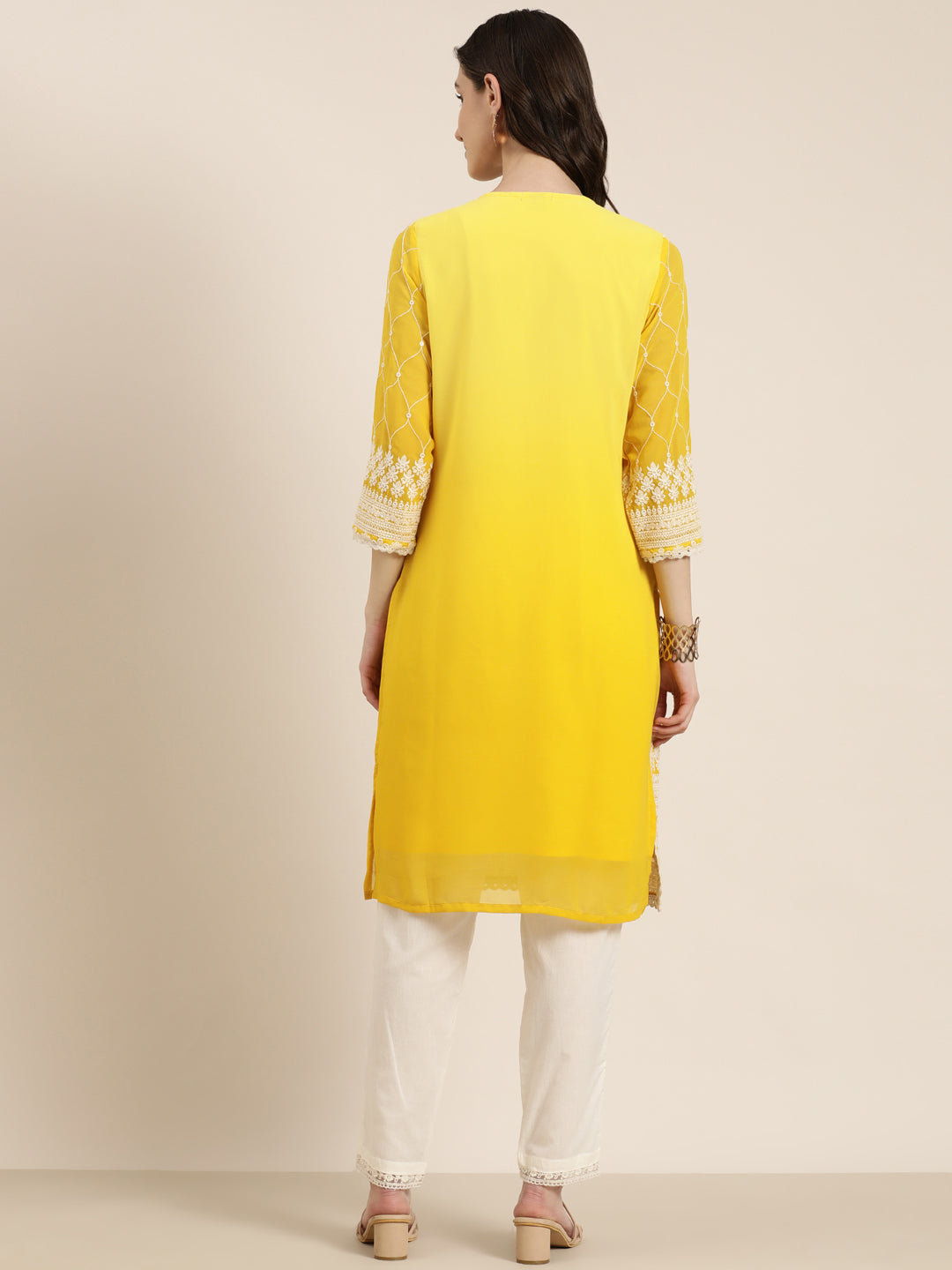 Women Yellow Solid Kurta Set