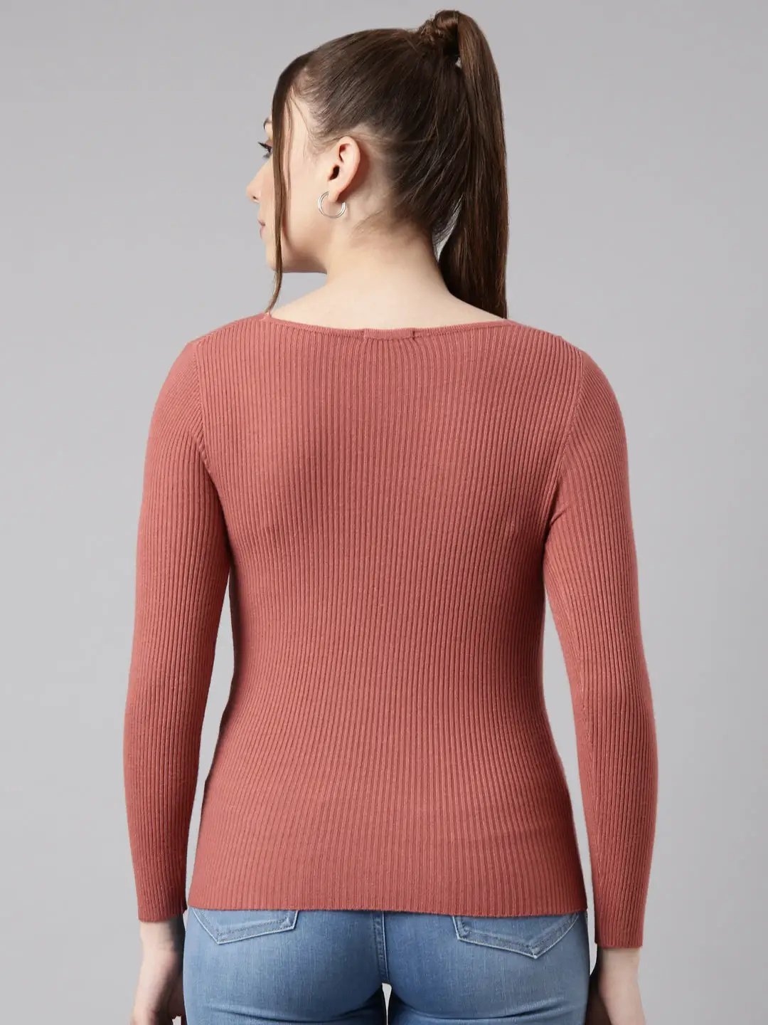 Women's Rust Solid Fitted Top