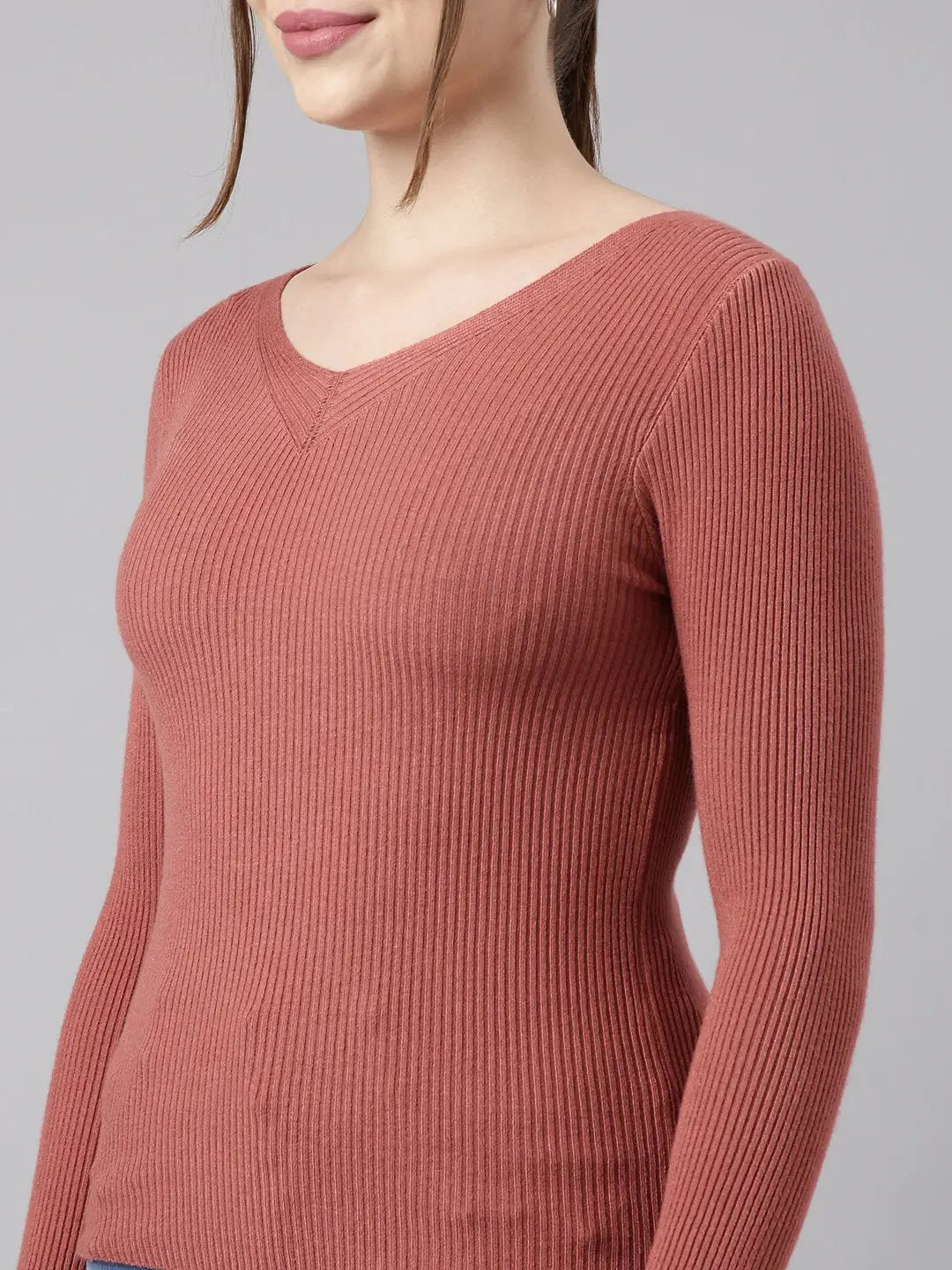 Women's Rust Solid Fitted Top