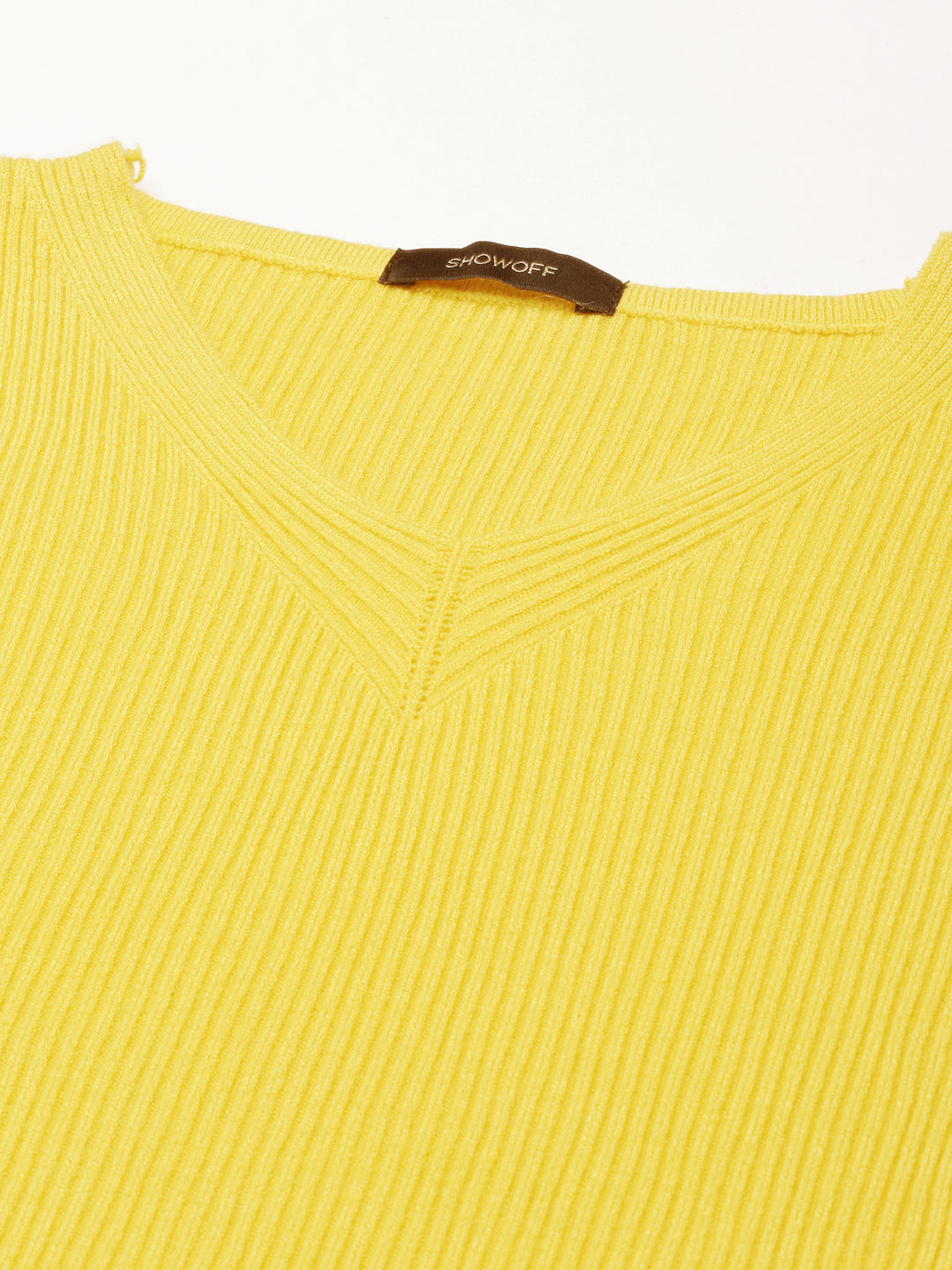 Women's Yellow Solid Fitted Top