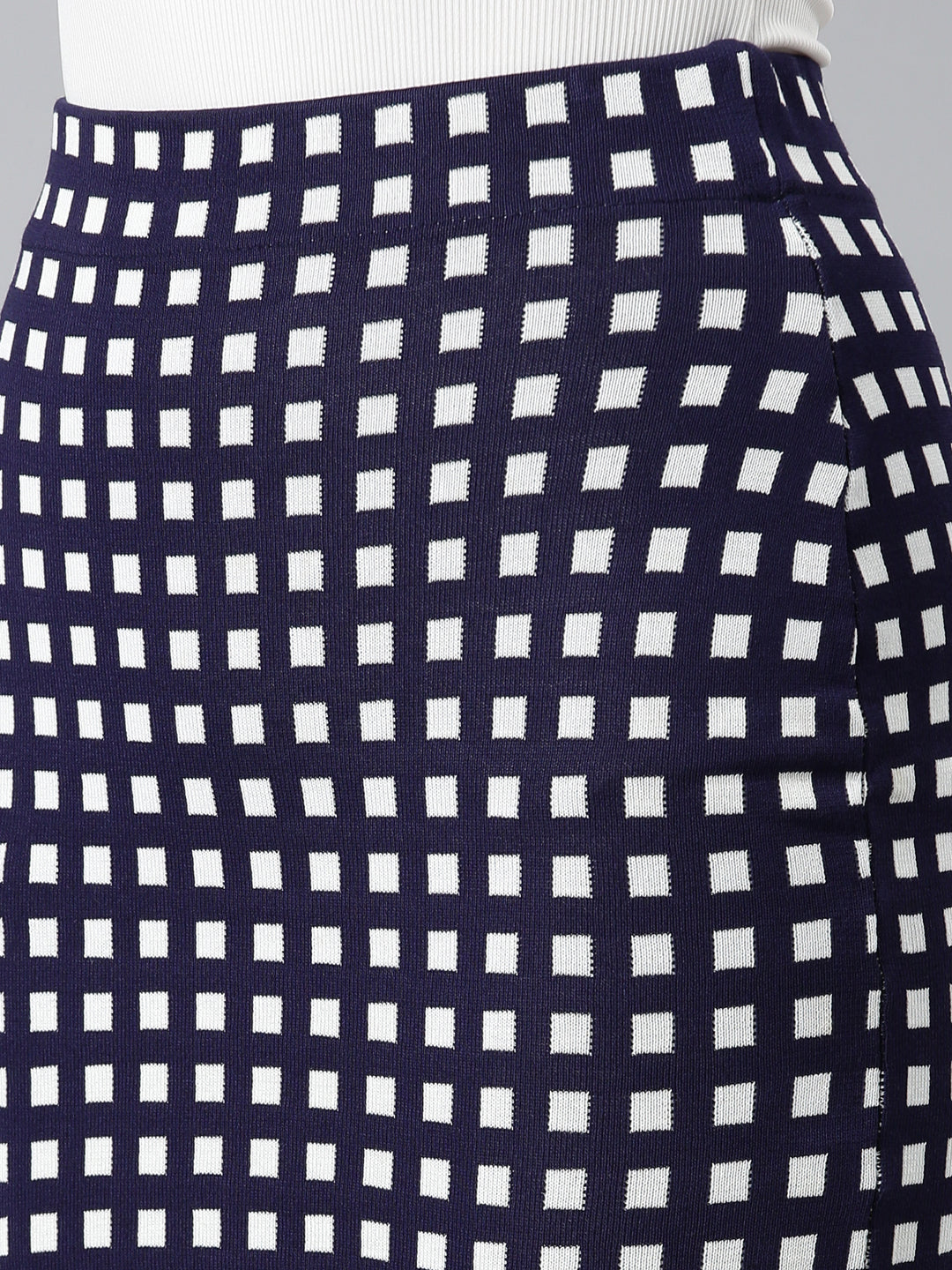 Women's Navy Blue Geometrical Pencil Skirt