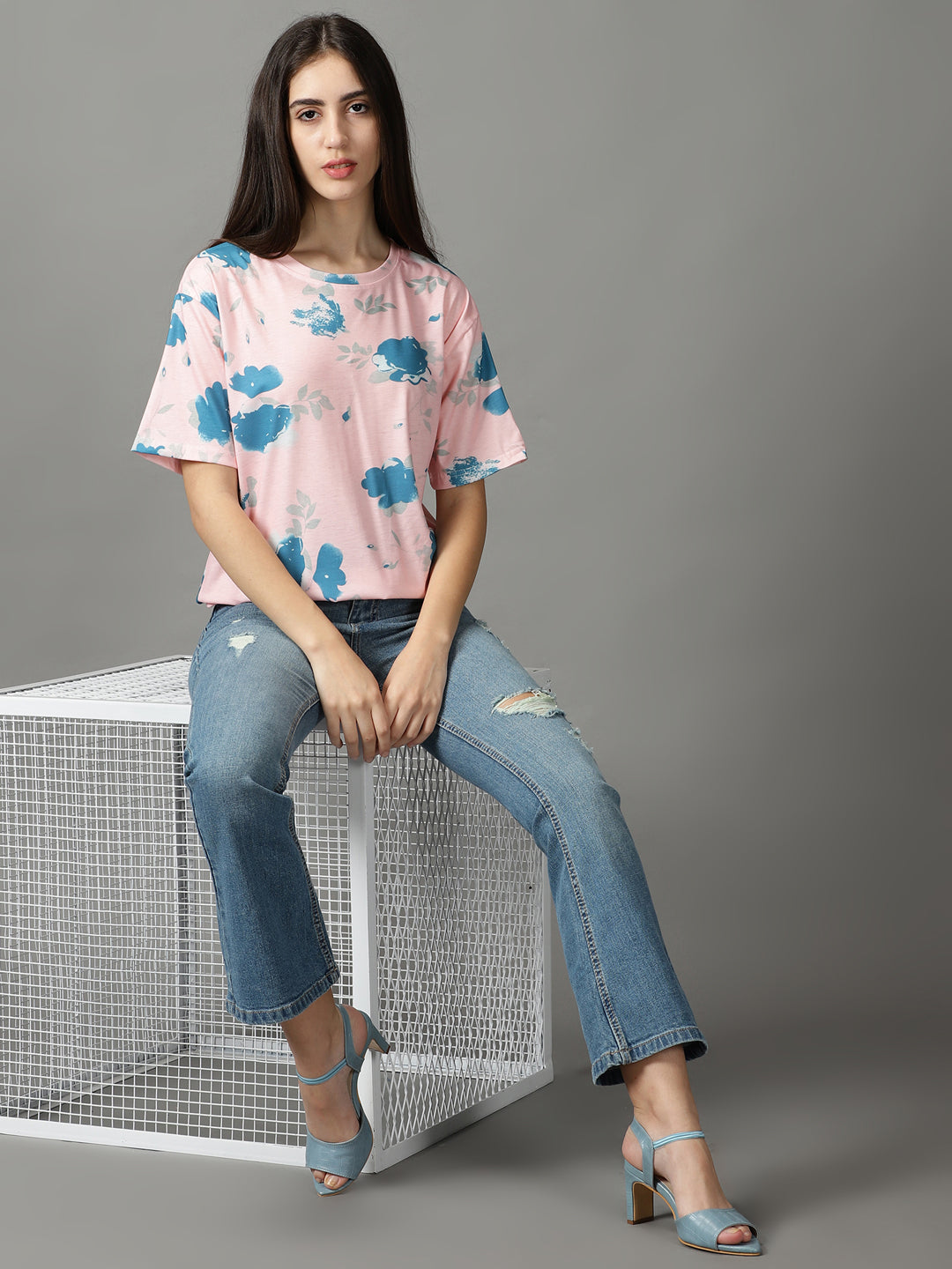 Women's Pink Printed Top