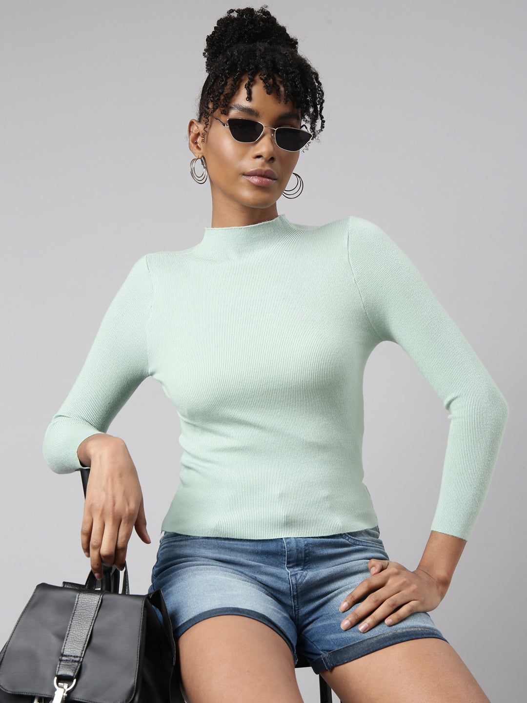 Women Sea Green Solid Top