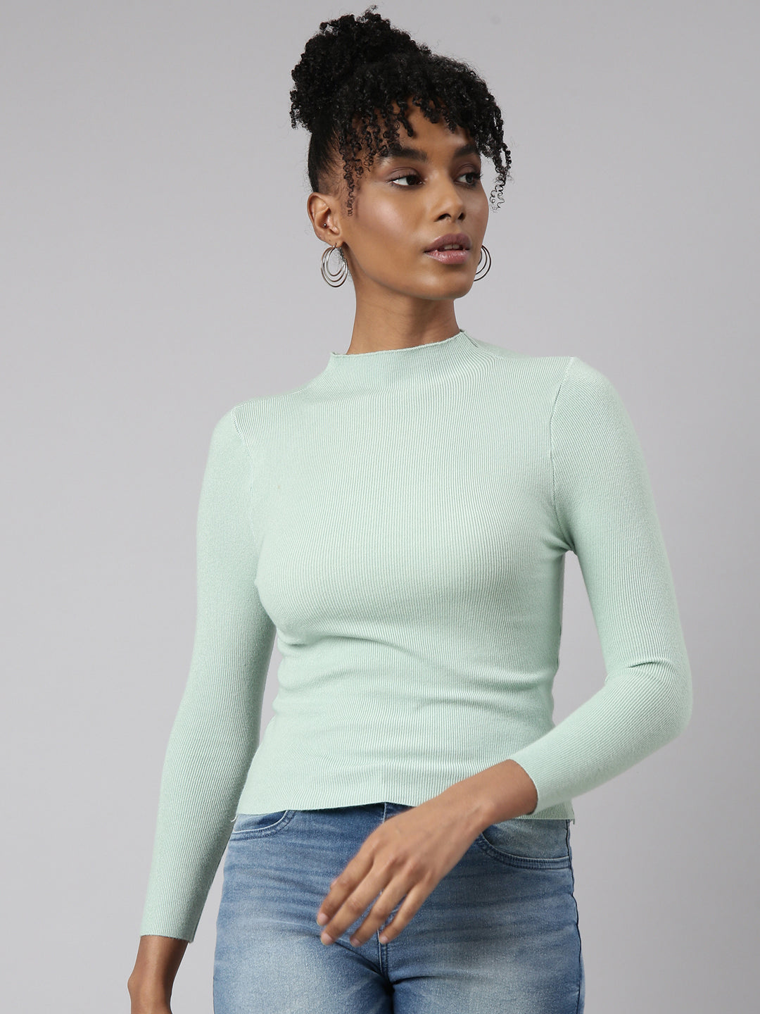 Women Sea Green Solid Top