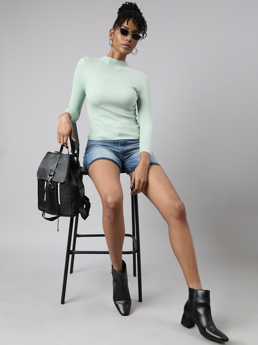 Women Sea Green Solid Top