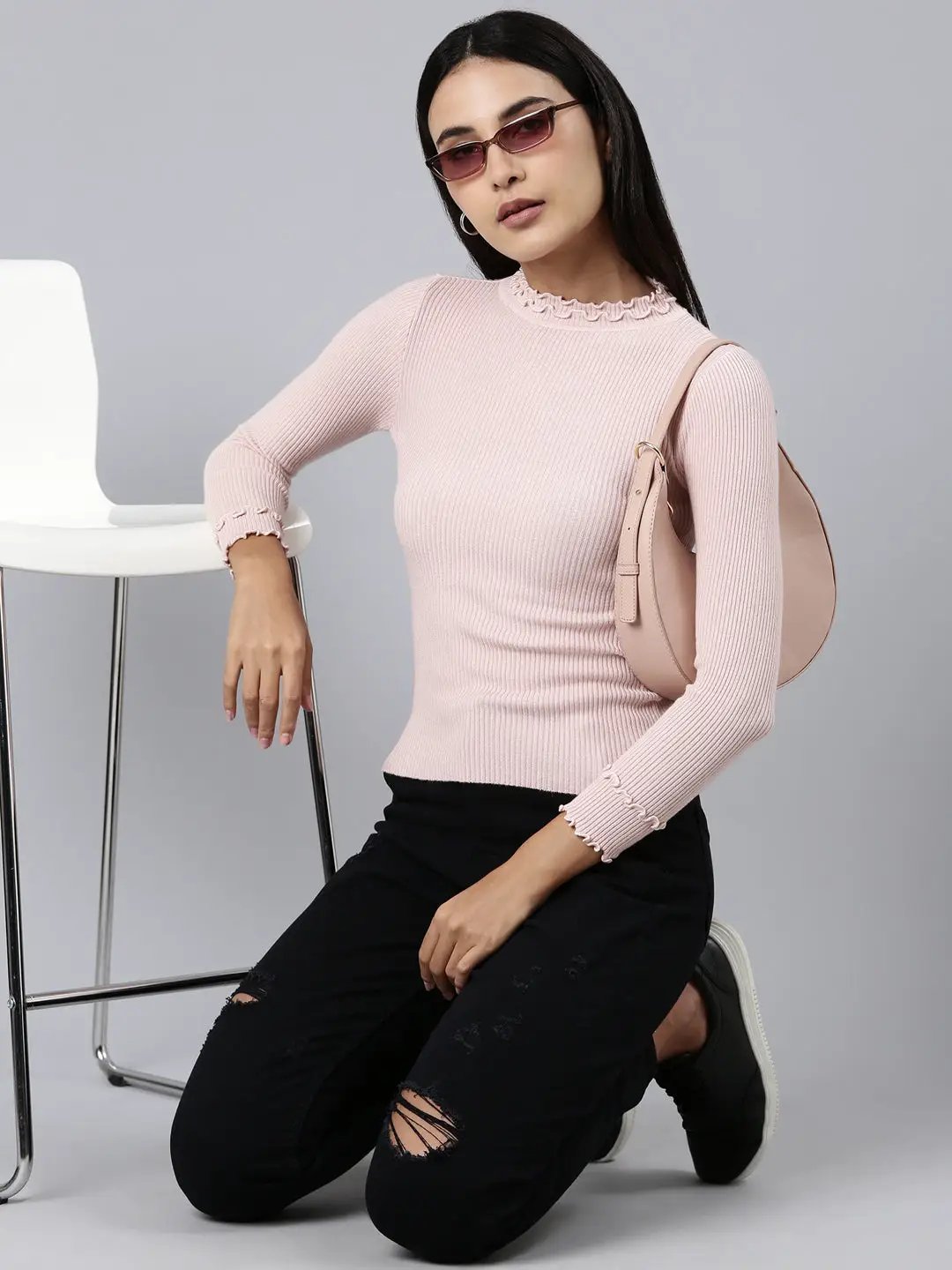 Women's Peach Solid Top