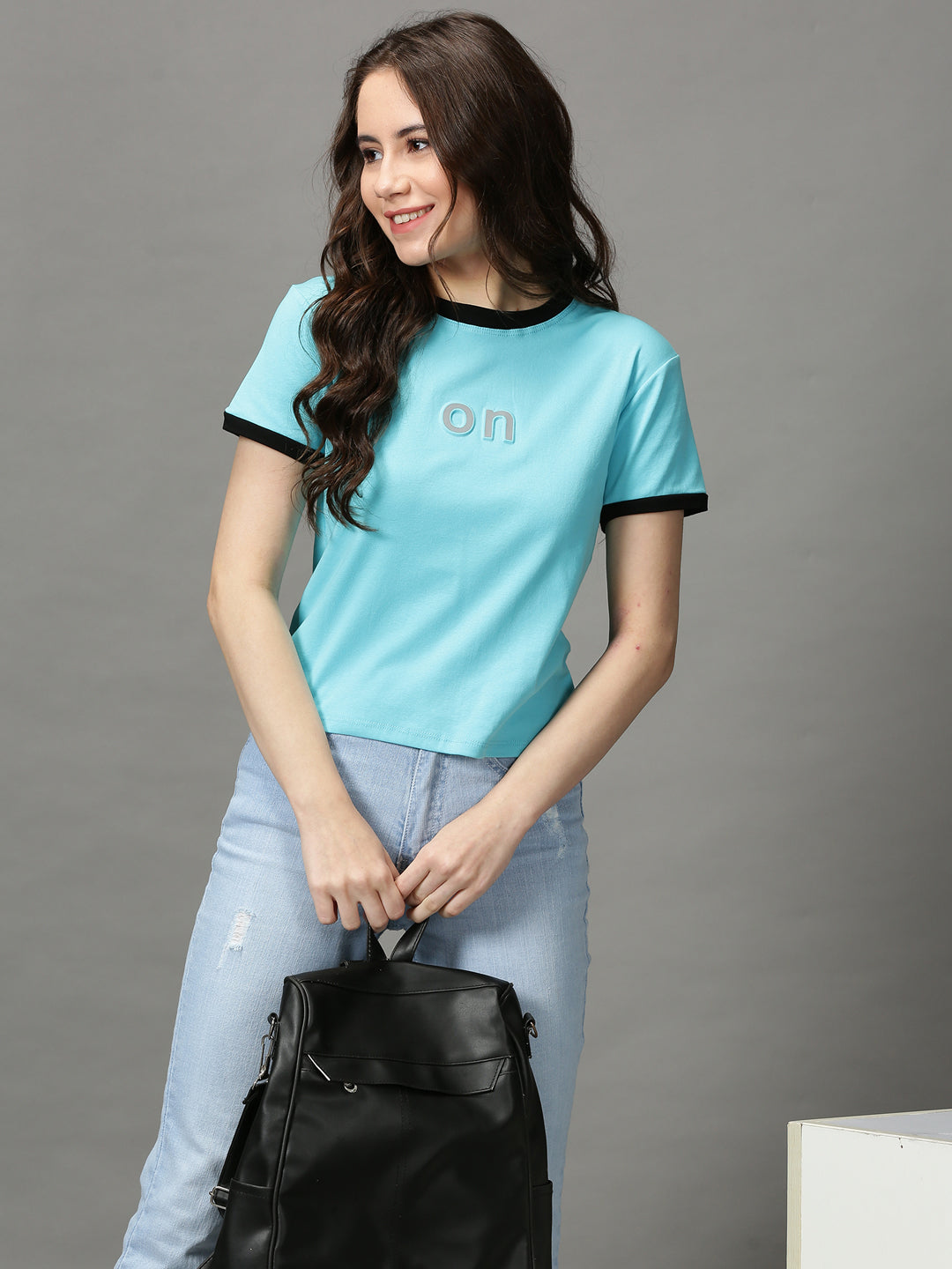 Women's Blue Solid Top