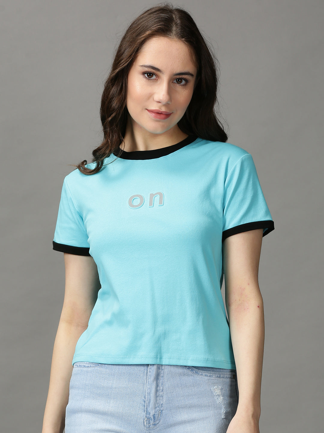 Women's Blue Solid Top