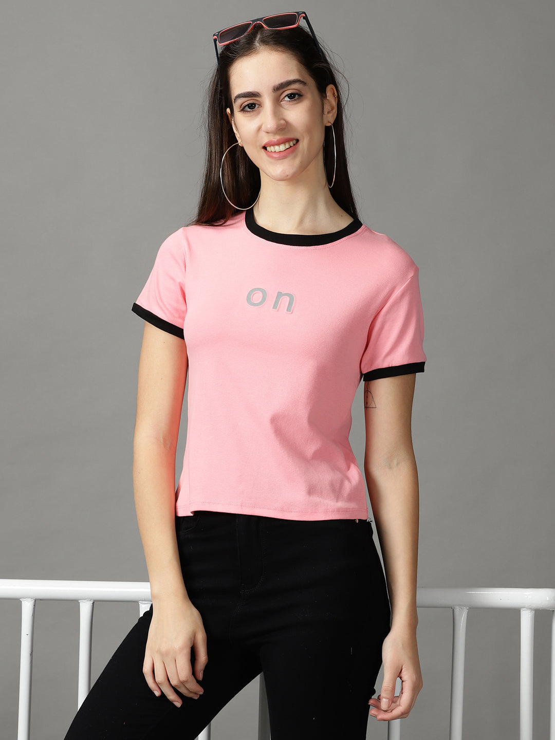 Women's Pink Solid Top