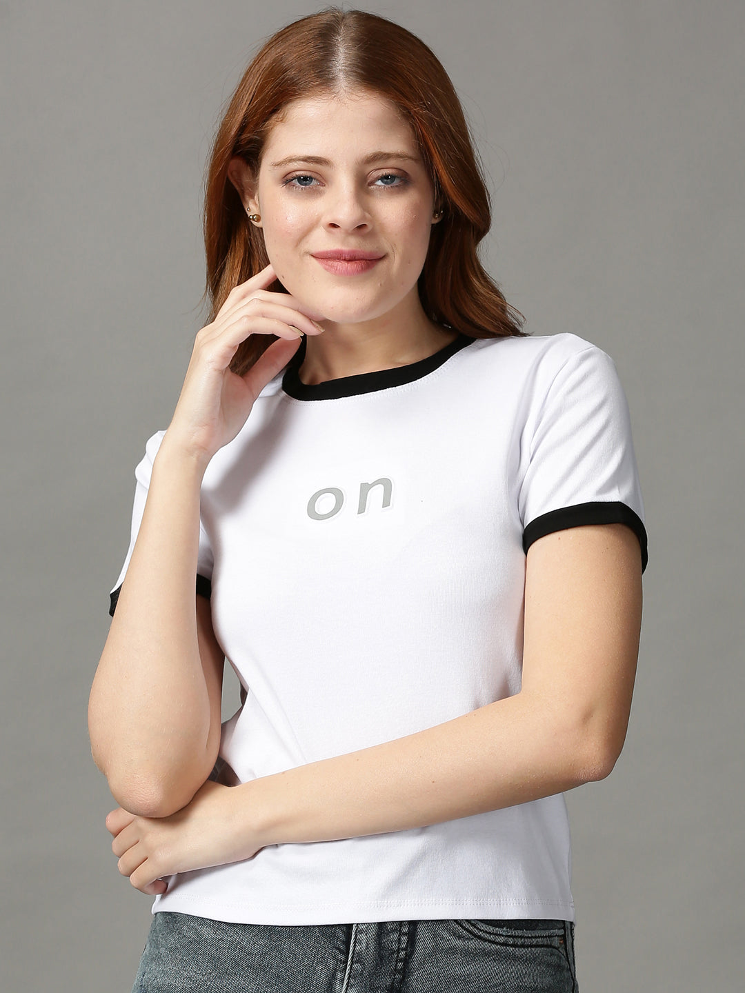 Women's White Solid Top