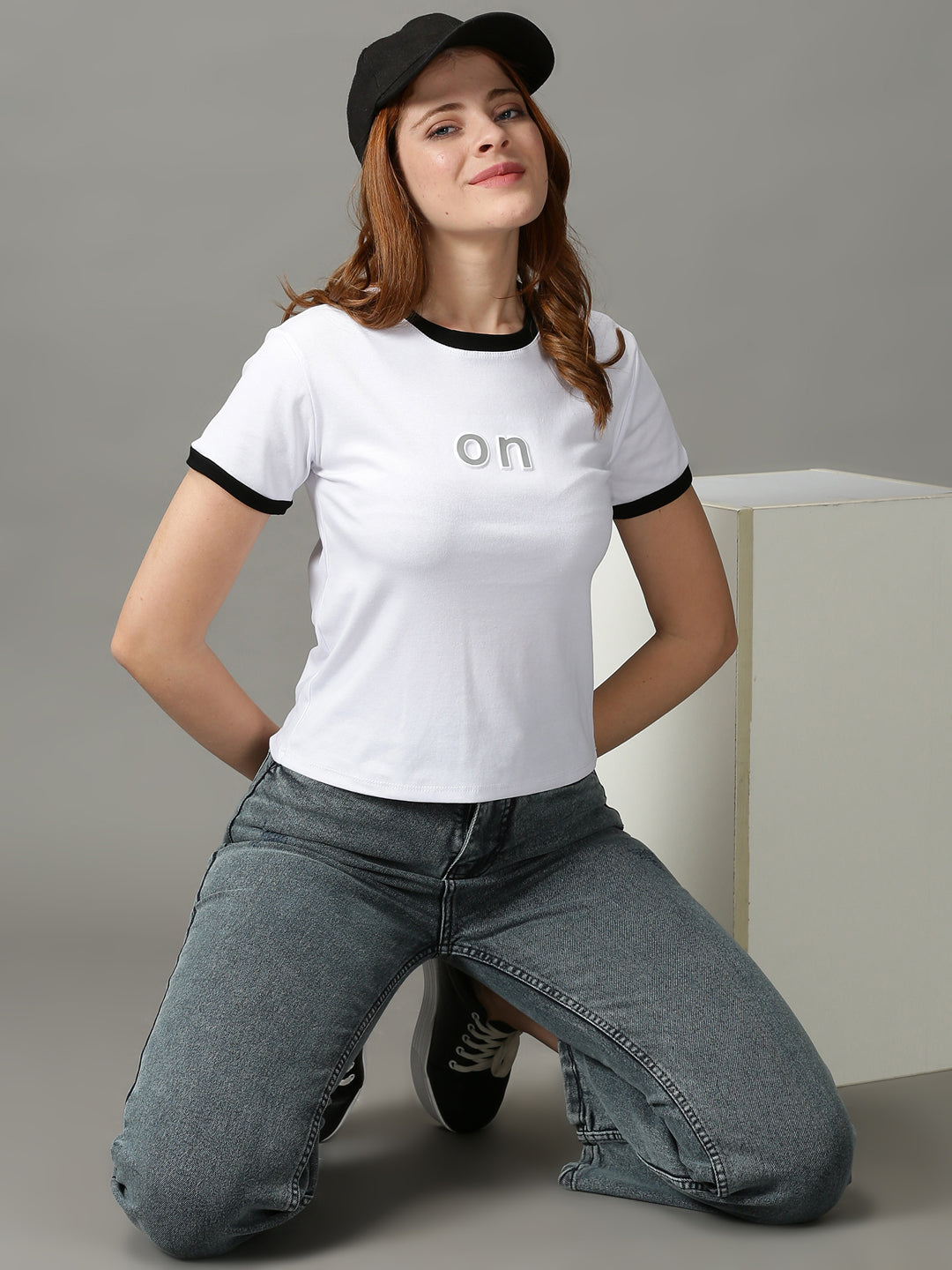 Women's White Solid Top