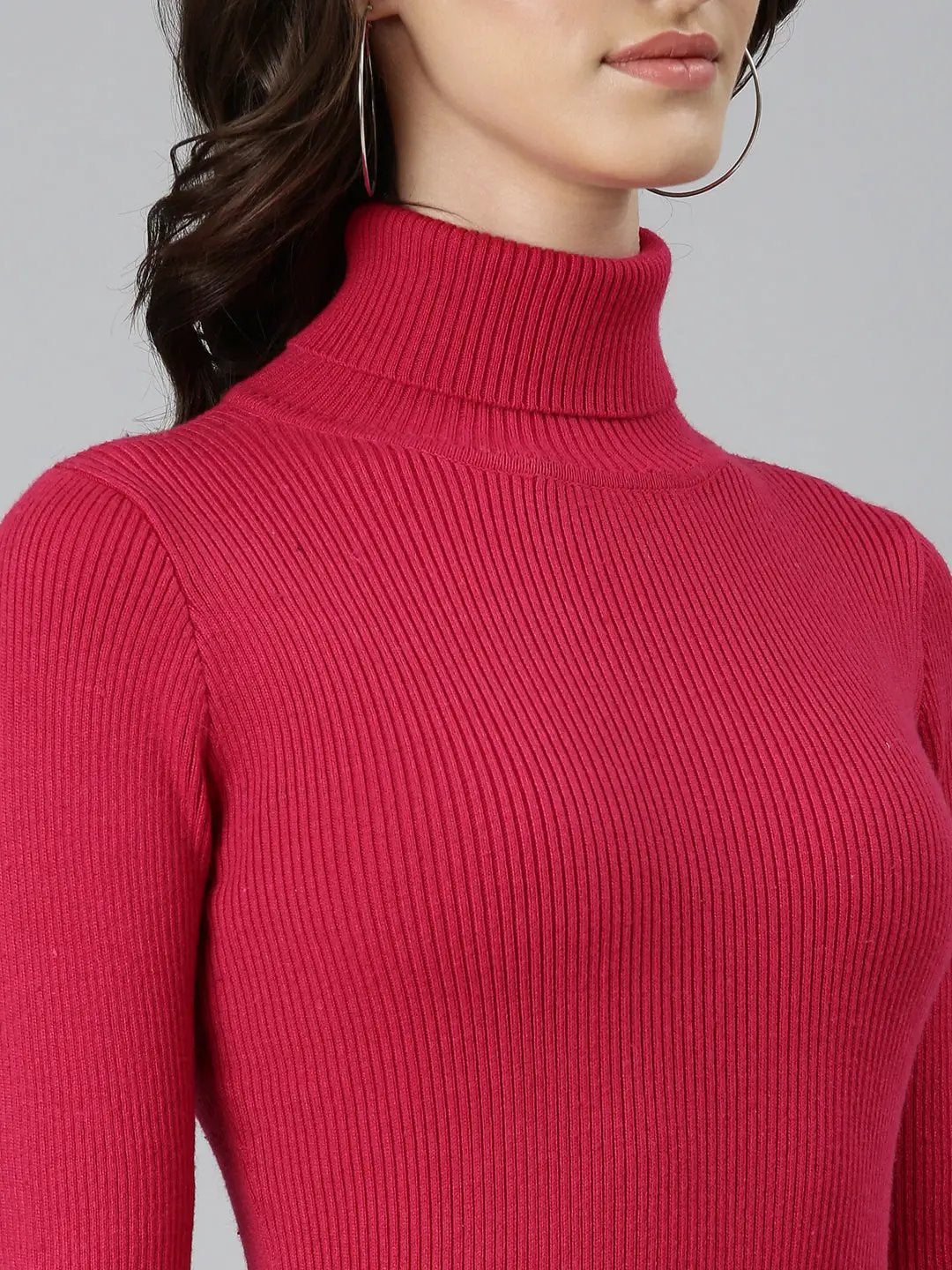 Women's Fuchsia Solid Bodycon Dress