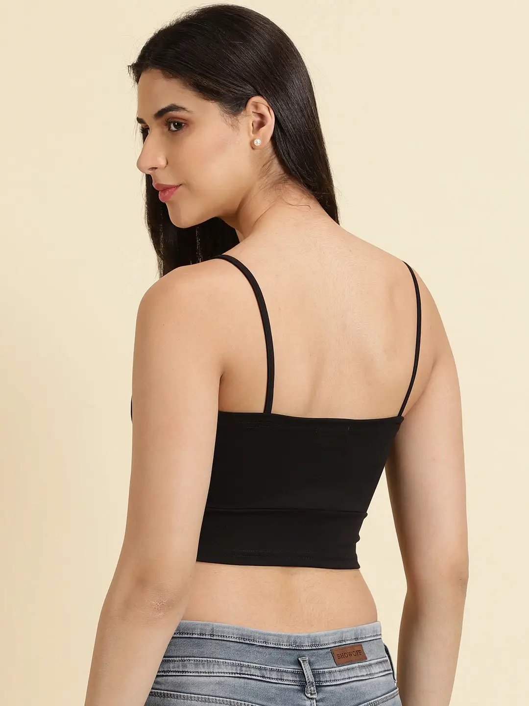 Women's Black Solid Bralette Crop Top