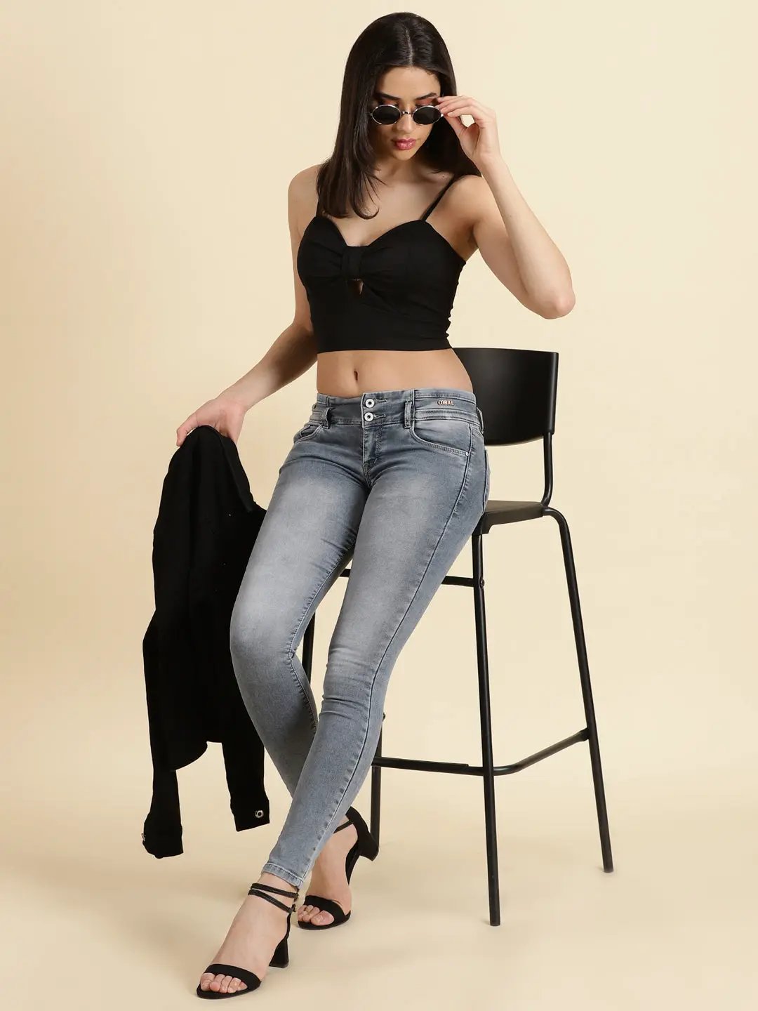 Women's Black Solid Bralette Crop Top