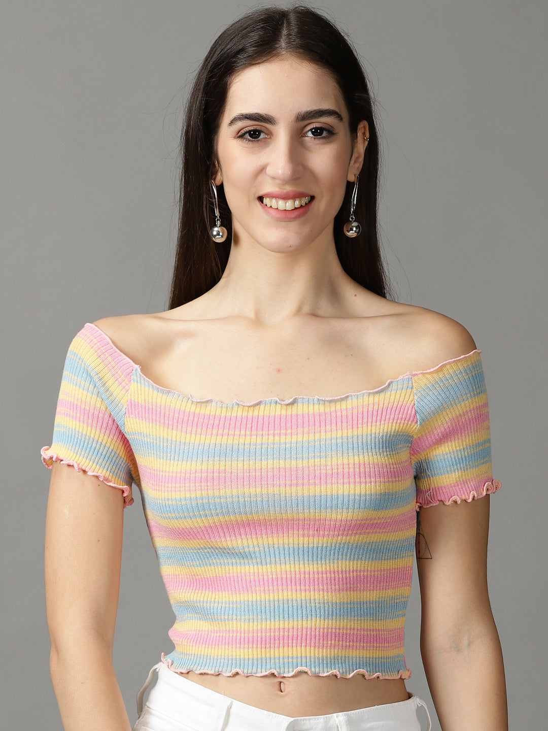 Women's Multi Solid Fitted Crop Top