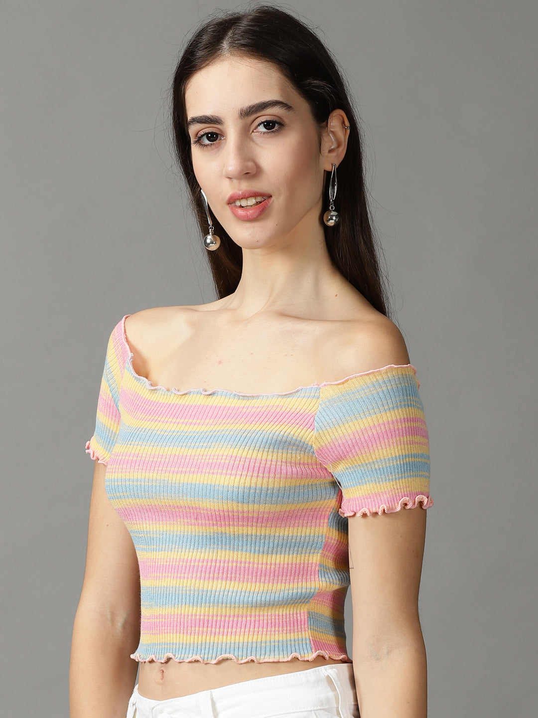 Women's Multi Solid Fitted Crop Top