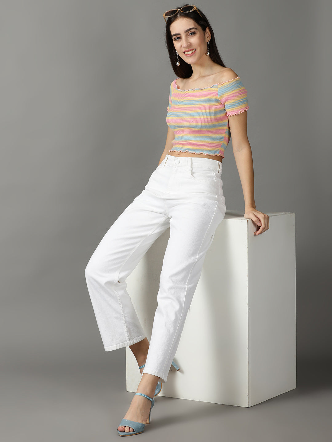 Women's Multi Solid Fitted Crop Top