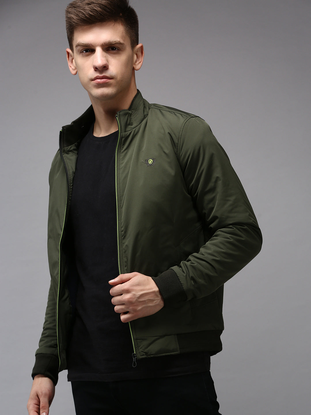 Men Green Solid Jacket