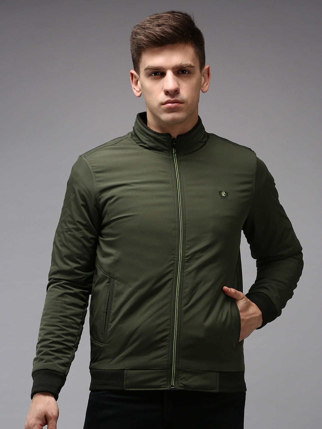 Men Green Solid Jacket