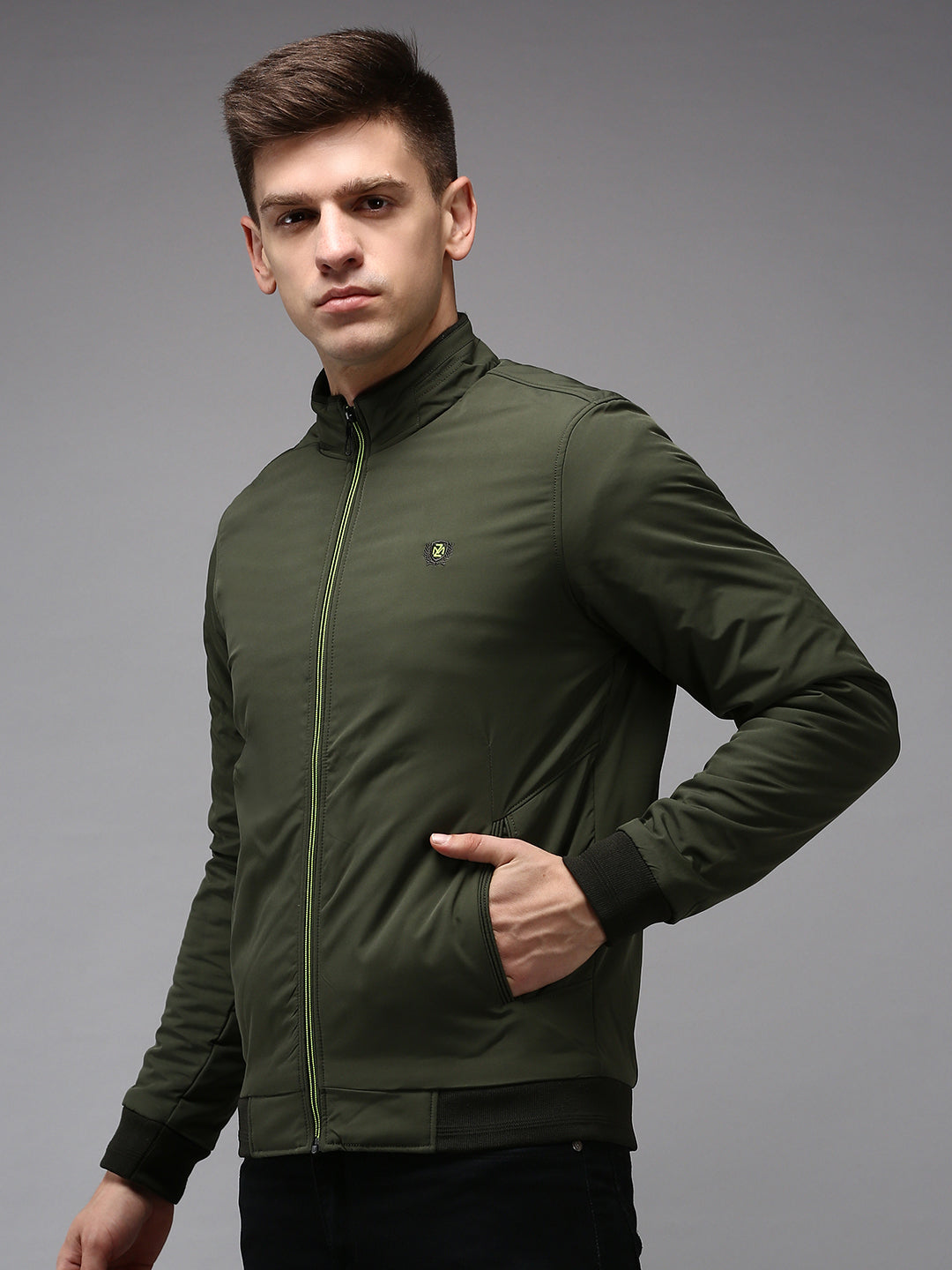 Men Green Solid Jacket