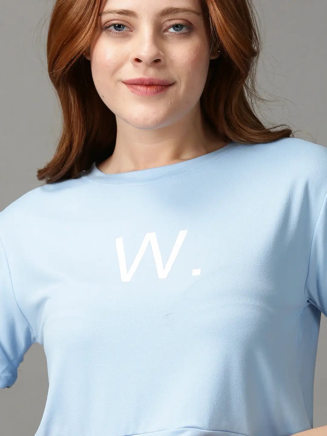 Women's Blue Solid Crop Top