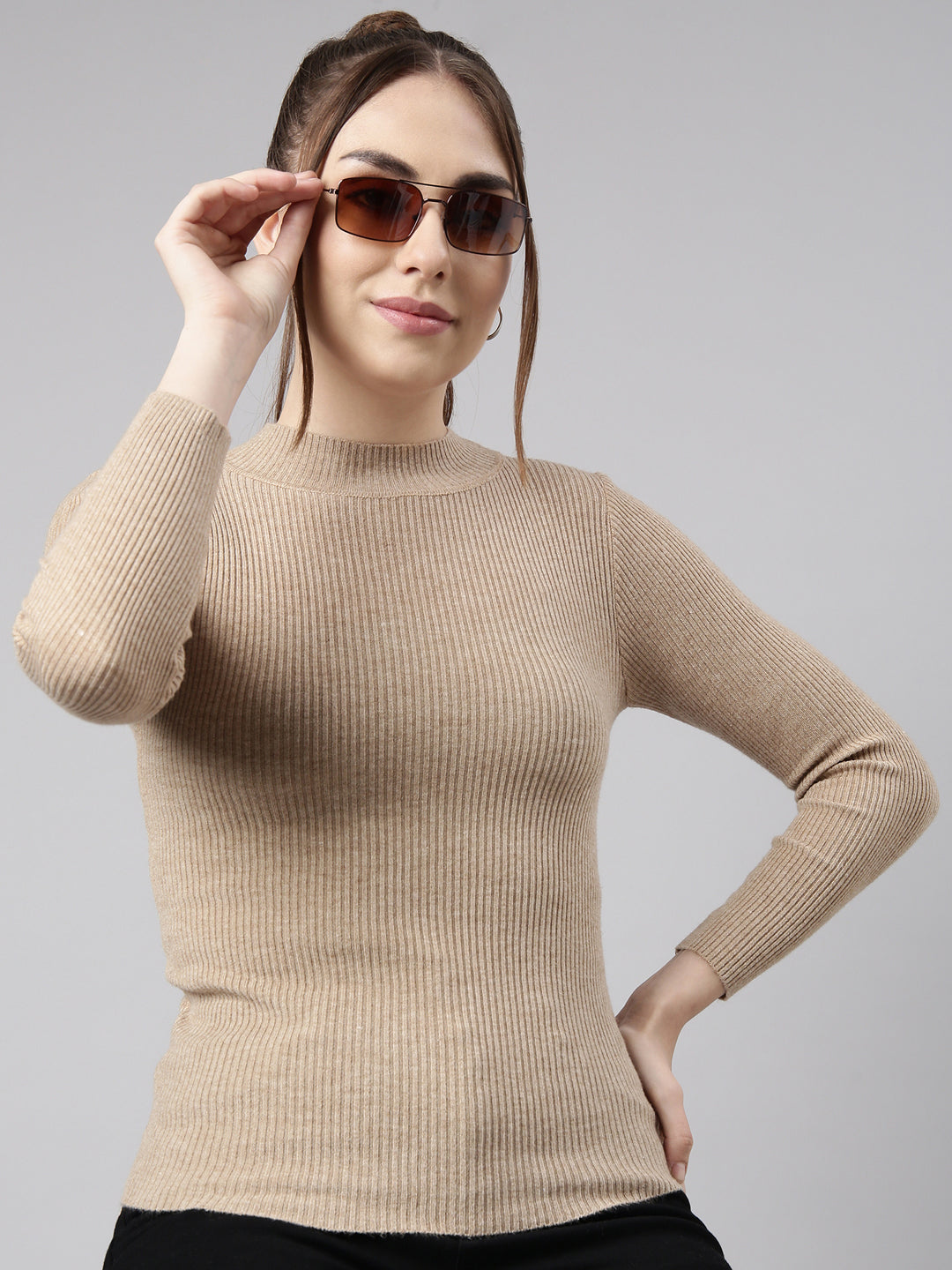 Women Beige Solid Top