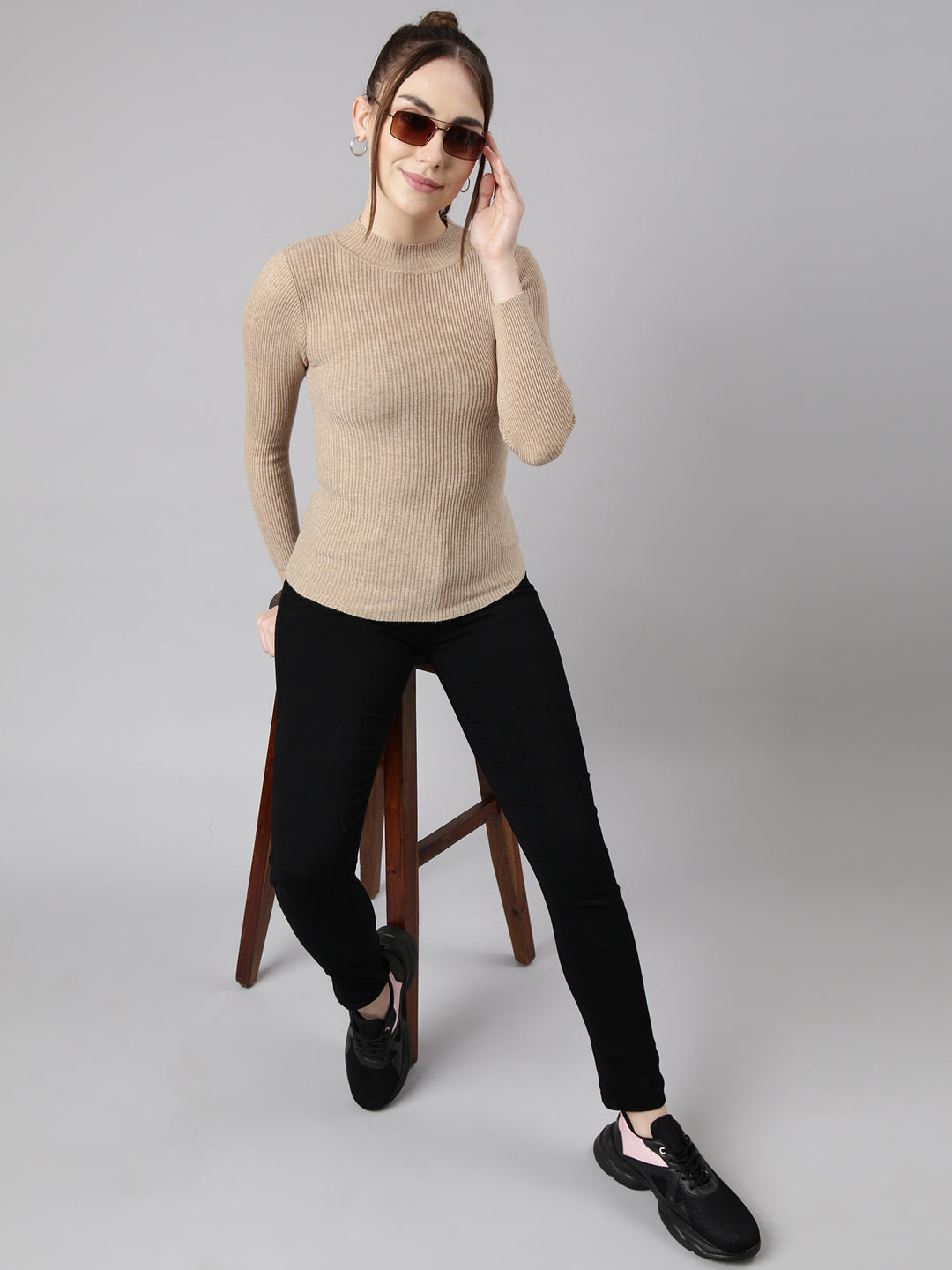 Women Beige Solid Top